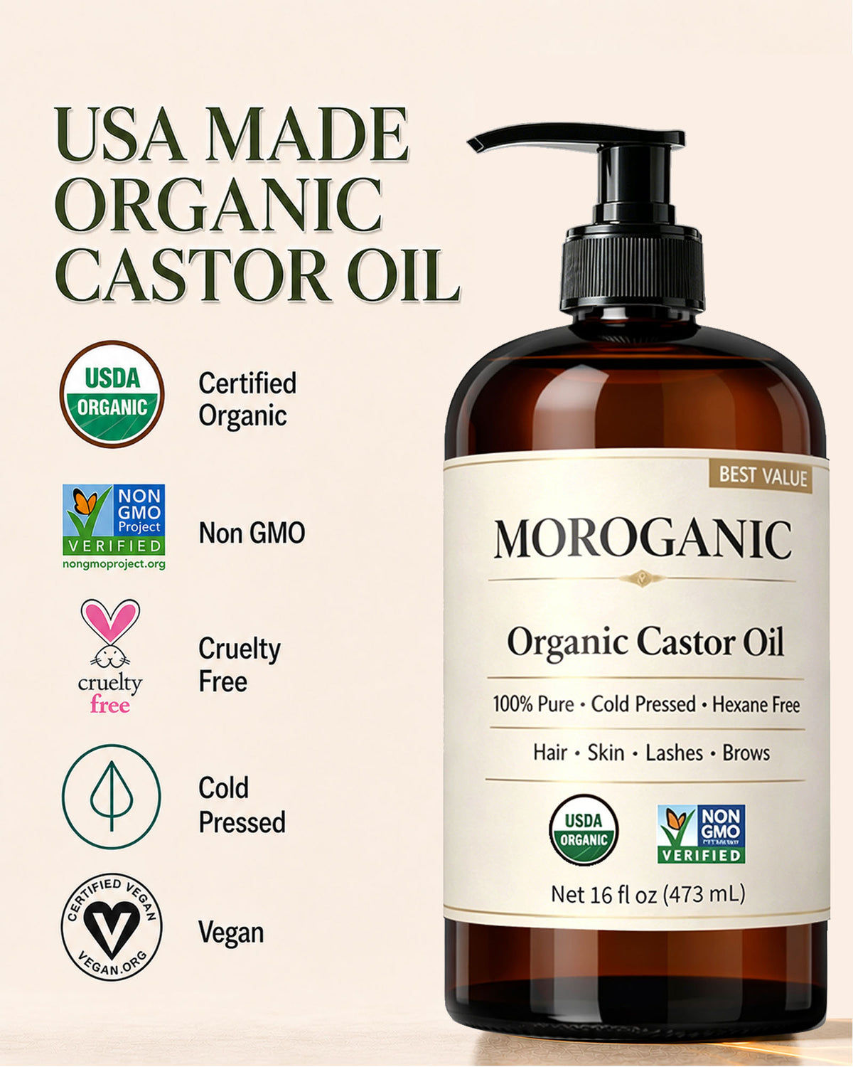 Organic Castor Oil — 16 fl oz