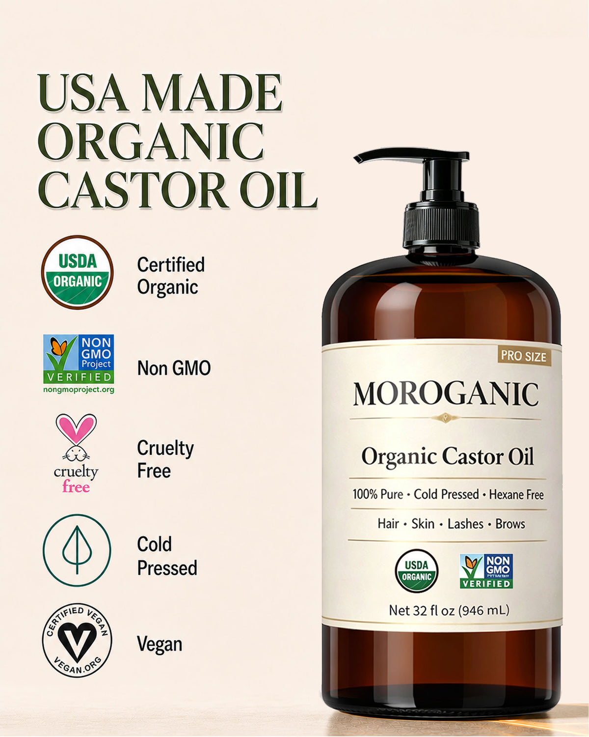 Organic Castor Oil — 32 fl oz